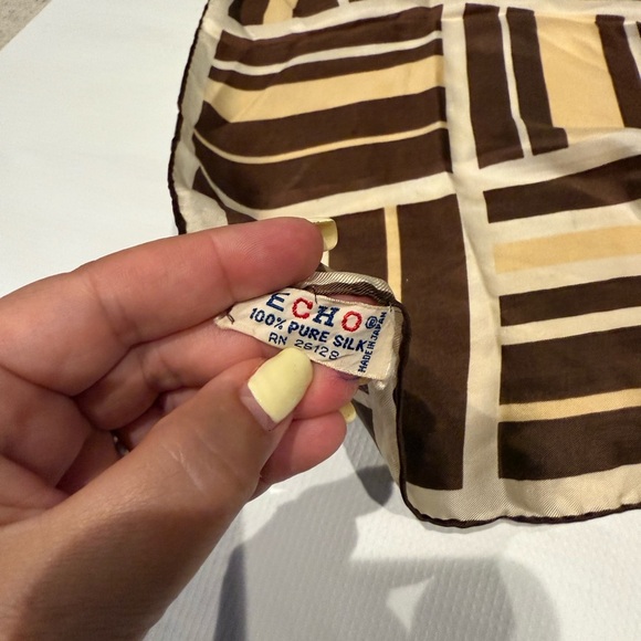 Echo Brown and Cream Silk Striped Scarf - Picture 3 of 6